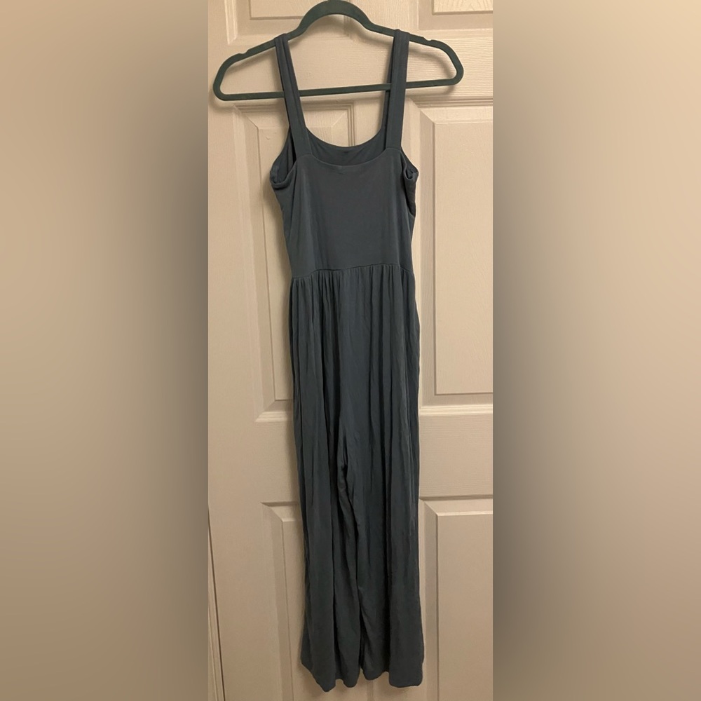 Soft Light Blue Romper with Pockets - Picture 3 of 5